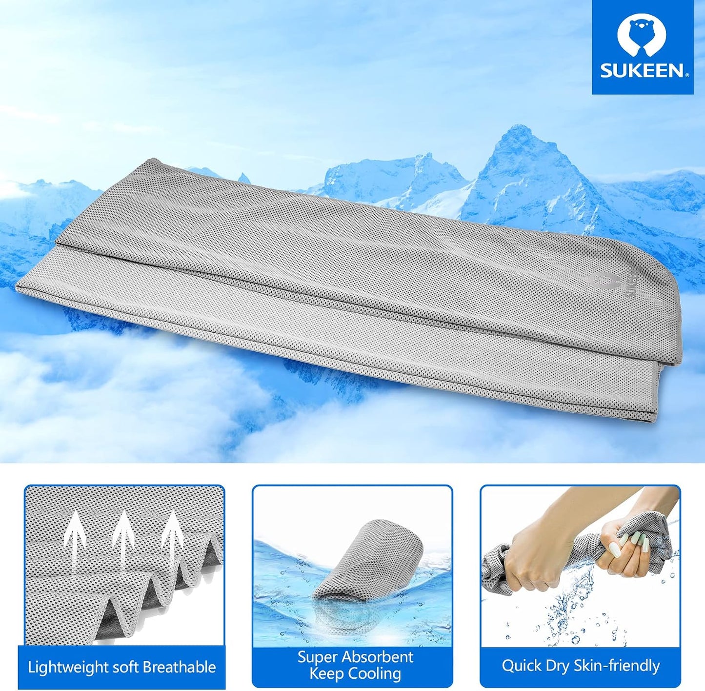 4 Pack Cooling Towels for Hot Weather 40"x12", Gym Towels for Men and Women, Soft Breathable Workout Towels for Yoga, Running, Sport, & More