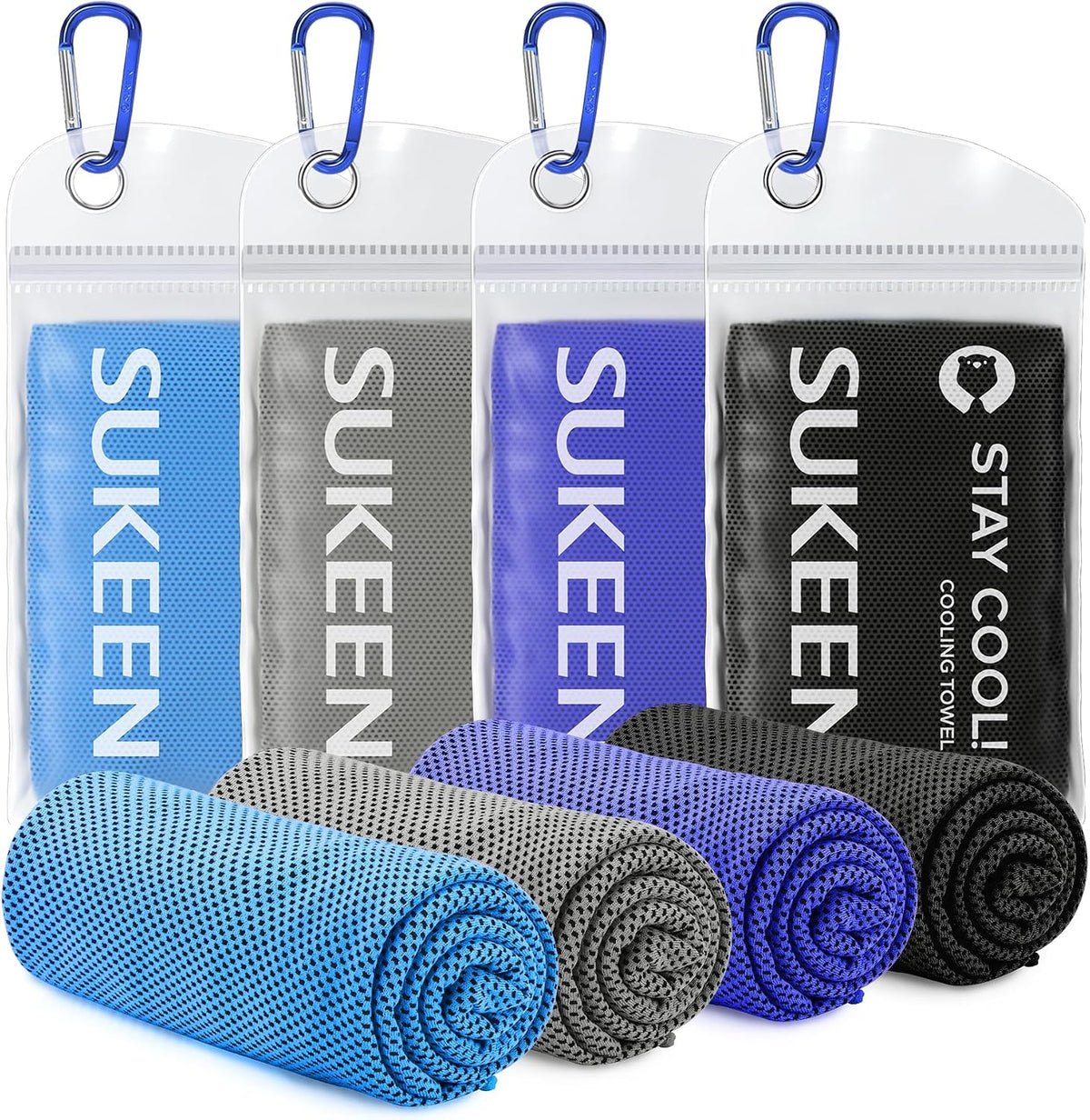 4 Pack Cooling Towels for Hot Weather 40"x12", Gym Towels for Men and Women, Soft Breathable Workout Towels for Yoga, Running, Sport, & More