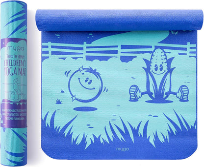 Silk Print Kids Yoga Mat,Non-Slip Yoga Mat for Childrens Exercise, Fitness, Yoga and Mindfulness Lightweight, Easy Clean Play Mat for Girls and Boys