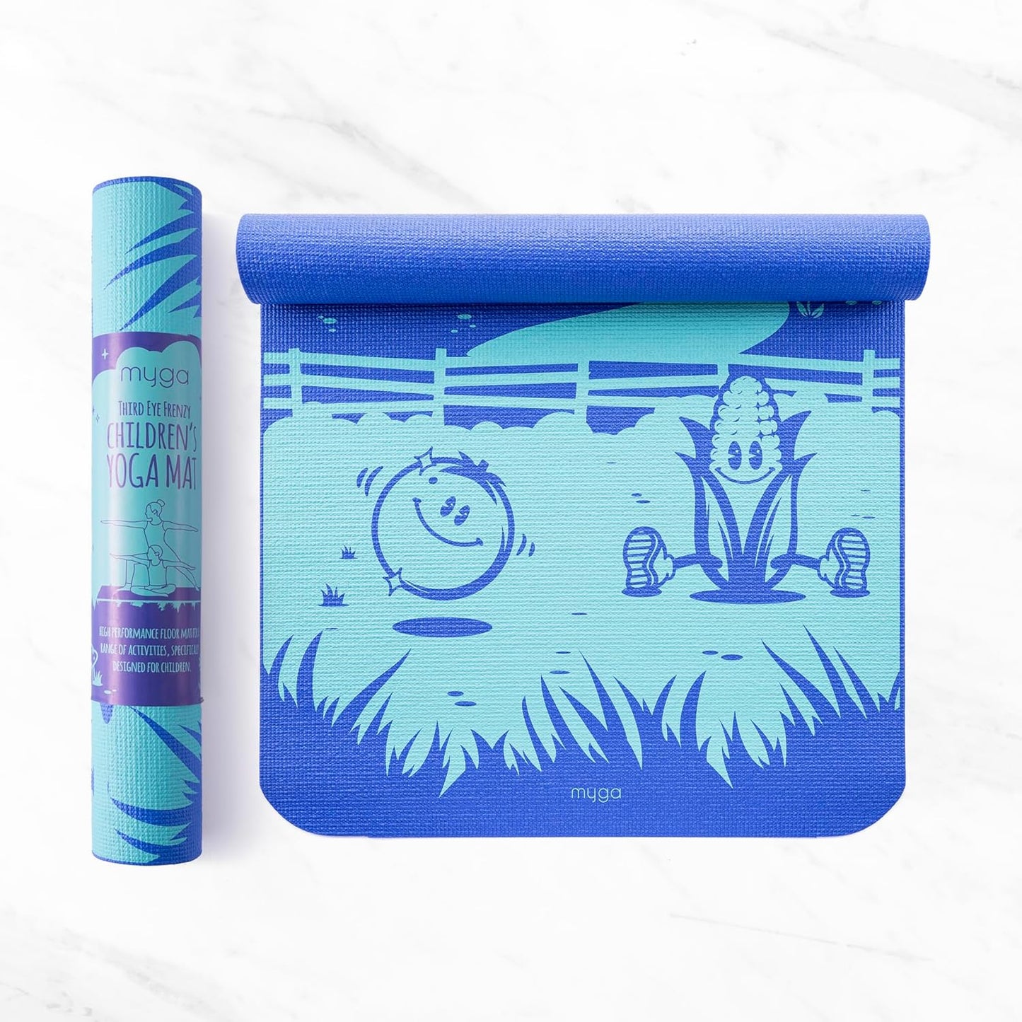 Silk Print Kids Yoga Mat,Non-Slip Yoga Mat for Childrens Exercise, Fitness, Yoga and Mindfulness Lightweight, Easy Clean Play Mat for Girls and Boys