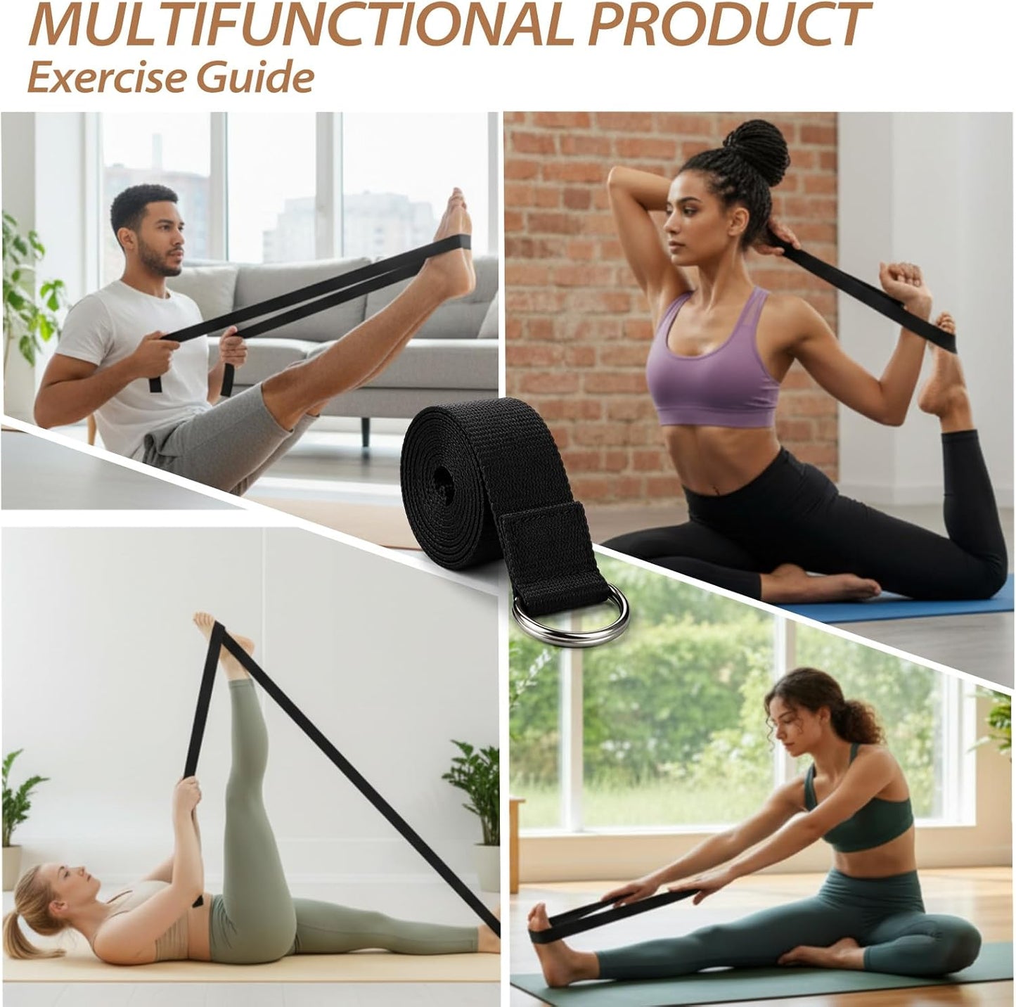 6 Pcs Cork Yoga Blocks with Straps 9 x 6 x 4 Inch Cork Yoga Brick 8.2 FT Strap Non Slip High Density Bricks Exercise Blocks for Physical Stretching Flexibility Balance Fitness Pilates