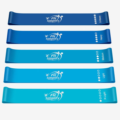 Resistance Loop Exercise Bands with Instruction Guide and Carry Bag, Set of 5