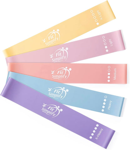 Resistance Loop Exercise Bands with Instruction Guide and Carry Bag, Set of 5