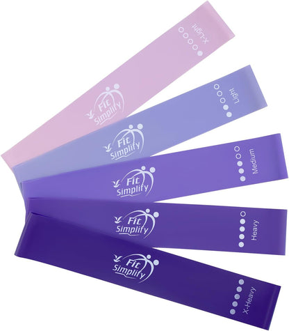 Resistance Loop Exercise Bands with Instruction Guide and Carry Bag, Set of 5