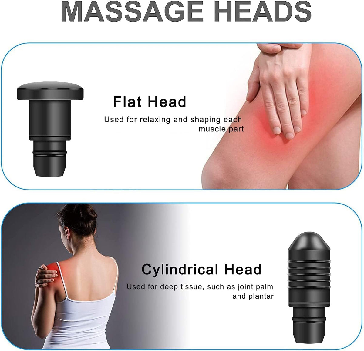 Mebak 3 Massage Gun Heads - Replaceable 7 Different Attachment Heads Set, Original