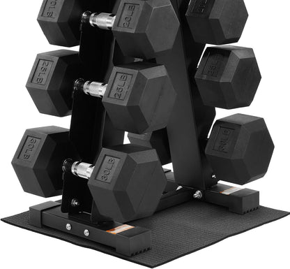 BalanceFrom Rubber Coated Hex Dumbbell Weight Set with Storage Rack, 100LB or 150LB or 200LB Set, 5-20 lbs or 5-25 lbs or 10-30 lbs Pairs