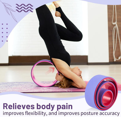 3 Pack ABS Yoga Wheel Set 660 Lbs Foam Roller for Back Pain & Stretching Back Wheel for Massage, Purple and Pink Set
