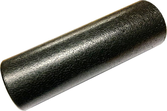 Hard Travel Size Back Roller, High Density Foam Roller for Back Stretching, Physical Therapy, Yoga, Pilates, Post Workout Muscle Recuperation, 12" X 4" Round (Black)