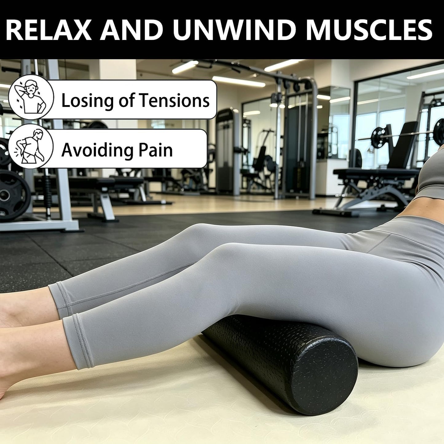 Hard Travel Size Back Roller, High Density Foam Roller for Back Stretching, Physical Therapy, Yoga, Pilates, Post Workout Muscle Recuperation, 12" X 4" Round (Black)
