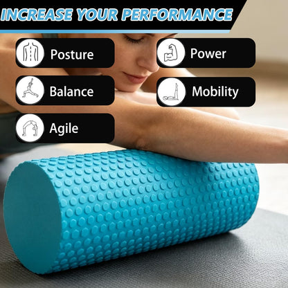 Hard Travel Size Back Roller, High Density Foam Roller for Back Stretching, Physical Therapy, Yoga, Pilates, Post Workout Muscle Recuperation, 12" X 4" Round (Black)