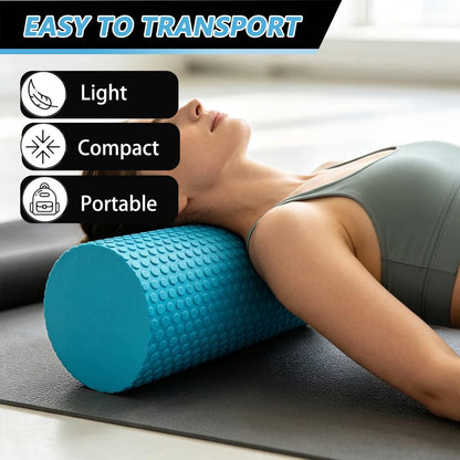 Hard Travel Size Back Roller, High Density Foam Roller for Back Stretching, Physical Therapy, Yoga, Pilates, Post Workout Muscle Recuperation, 12" X 4" Round (Black)