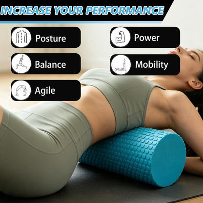 Hard Travel Size Back Roller, High Density Foam Roller for Back Stretching, Physical Therapy, Yoga, Pilates, Post Workout Muscle Recuperation, 12" X 4" Round (Black)