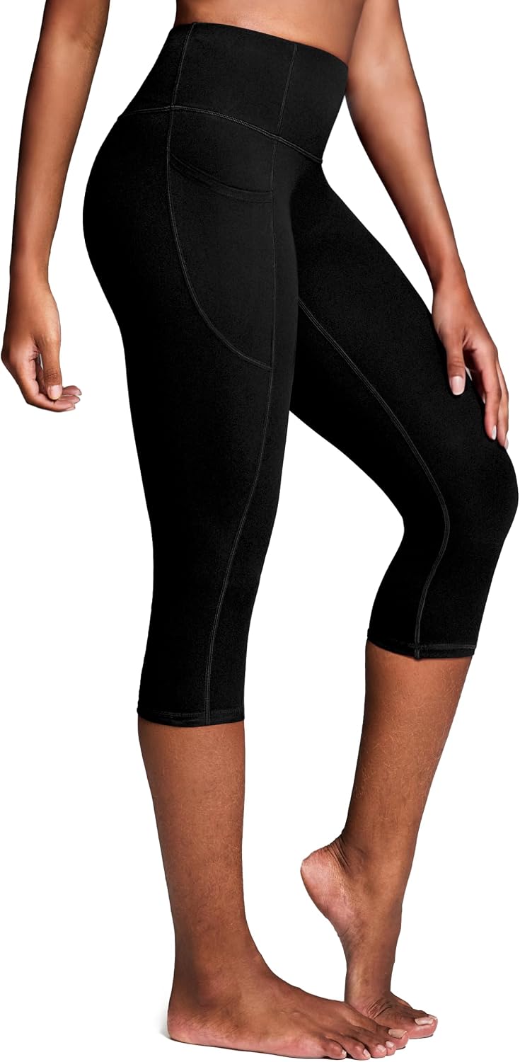 Capri Leggings with Pockets for Women Tummy Control Knee Length Leggings Yoga Pants Women Capri Pants Workout