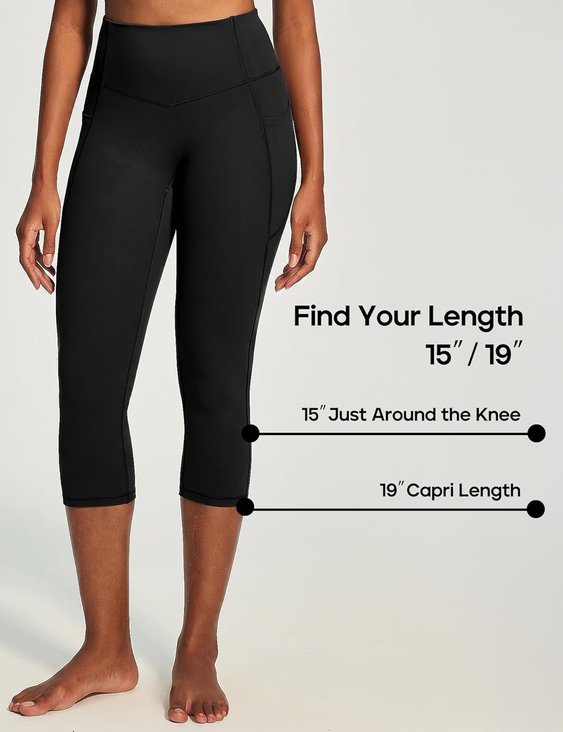 Capri Leggings with Pockets for Women Tummy Control Knee Length Leggings Yoga Pants Women Capri Pants Workout
