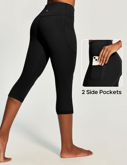 Capri Leggings with Pockets for Women Tummy Control Knee Length Leggings Yoga Pants Women Capri Pants Workout