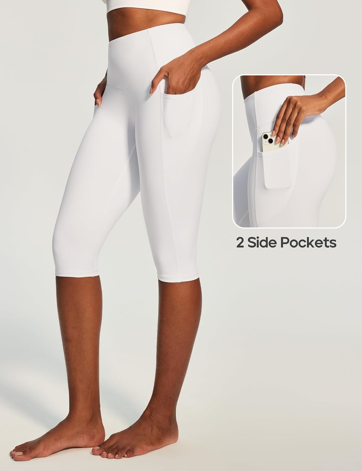 Capri Leggings with Pockets for Women Tummy Control Knee Length Leggings Yoga Pants Women Capri Pants Workout