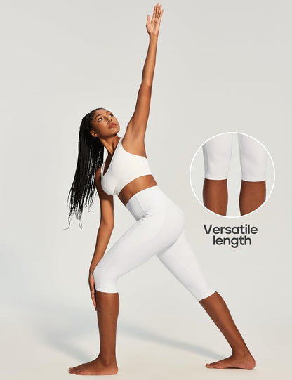 Capri Leggings with Pockets for Women Tummy Control Knee Length Leggings Yoga Pants Women Capri Pants Workout