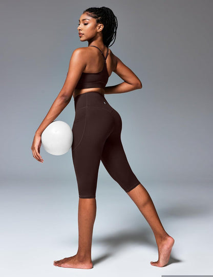 Capri Leggings with Pockets for Women Tummy Control Knee Length Leggings Yoga Pants Women Capri Pants Workout