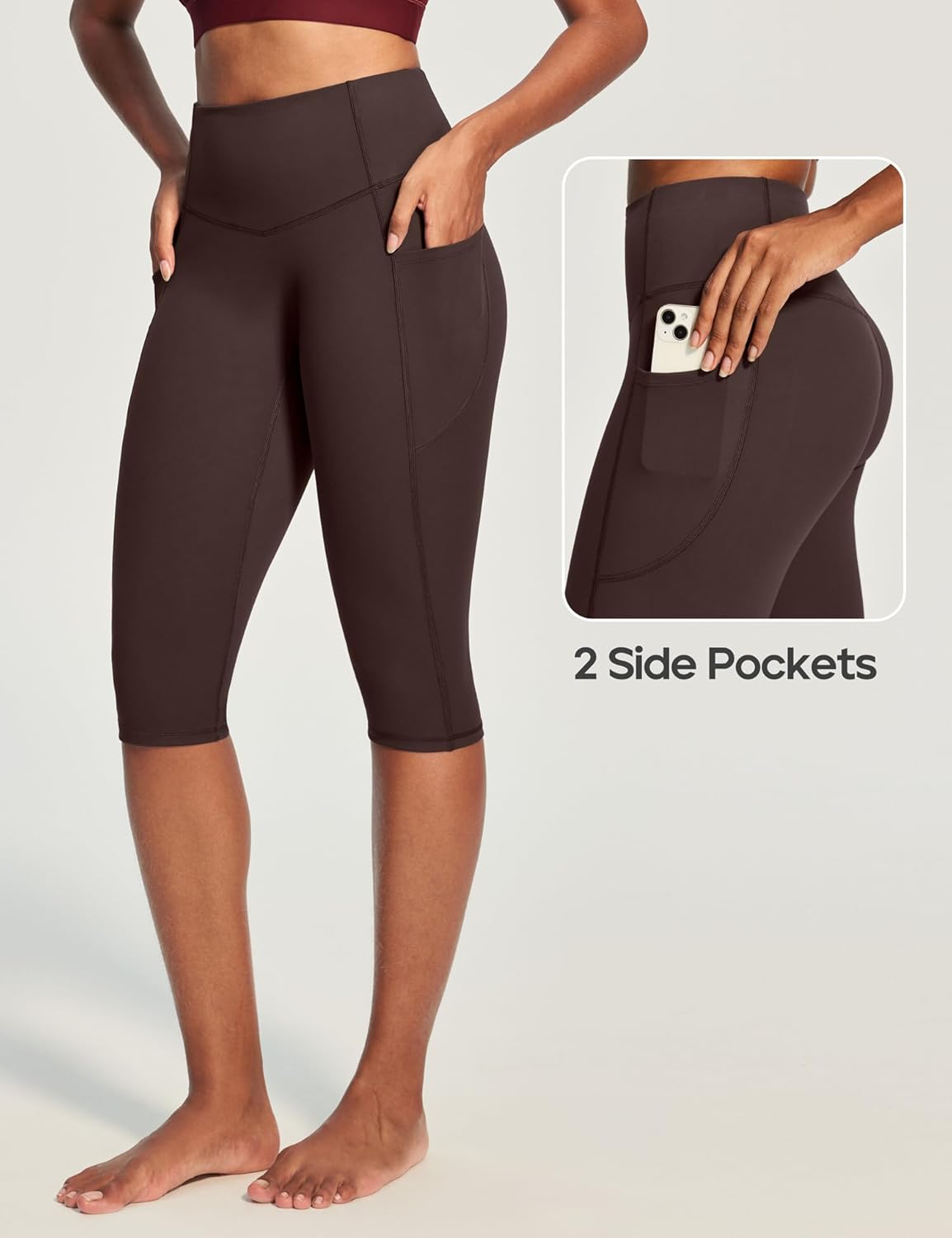 Capri Leggings with Pockets for Women Tummy Control Knee Length Leggings Yoga Pants Women Capri Pants Workout
