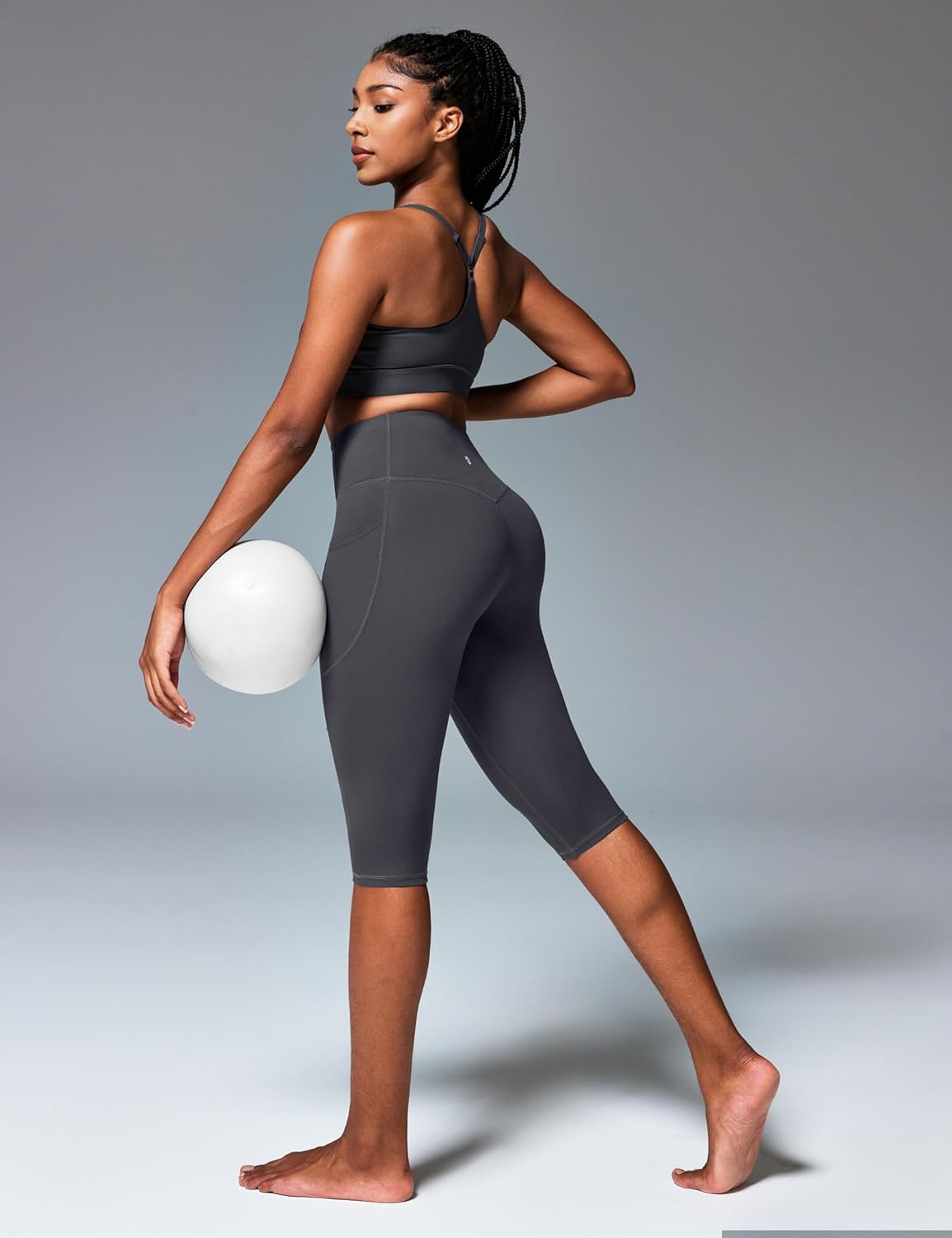 Capri Leggings with Pockets for Women Tummy Control Knee Length Leggings Yoga Pants Women Capri Pants Workout