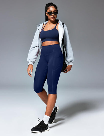 Capri Leggings with Pockets for Women Tummy Control Knee Length Leggings Yoga Pants Women Capri Pants Workout