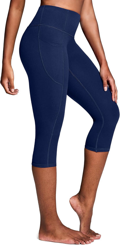 Capri Leggings with Pockets for Women Tummy Control Knee Length Leggings Yoga Pants Women Capri Pants Workout