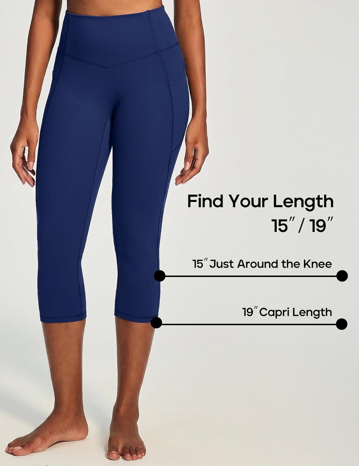 Capri Leggings with Pockets for Women Tummy Control Knee Length Leggings Yoga Pants Women Capri Pants Workout
