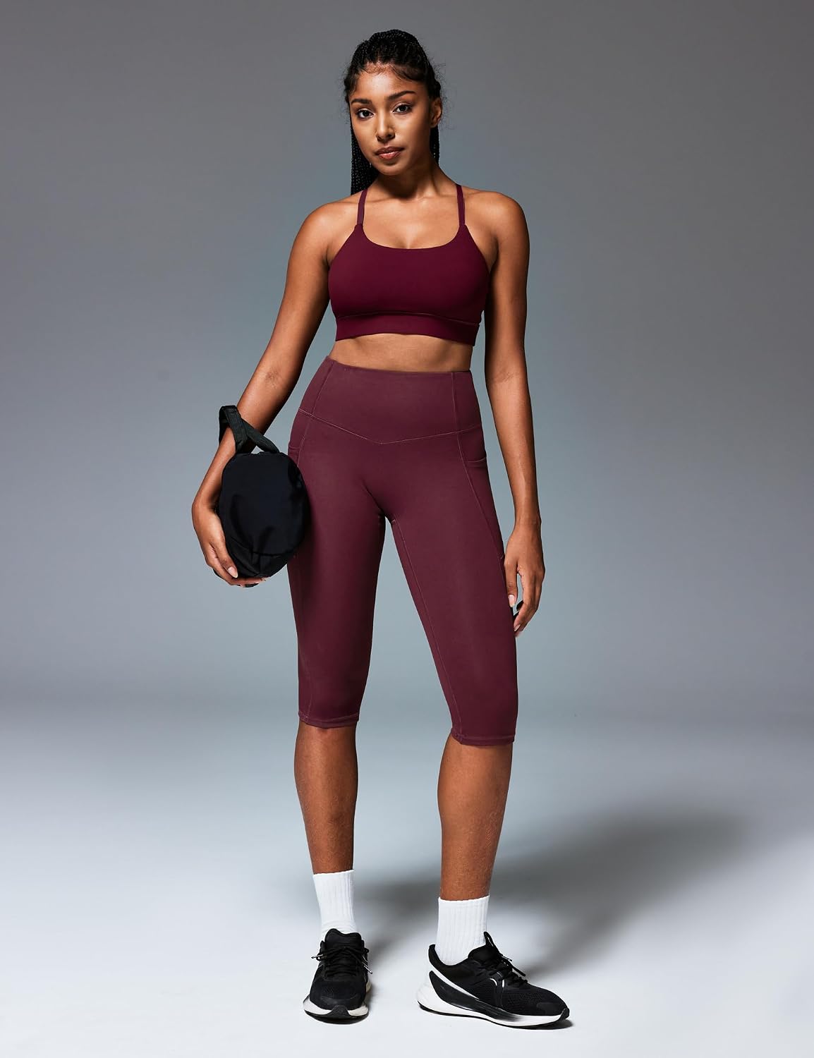 Capri Leggings with Pockets for Women Tummy Control Knee Length Leggings Yoga Pants Women Capri Pants Workout