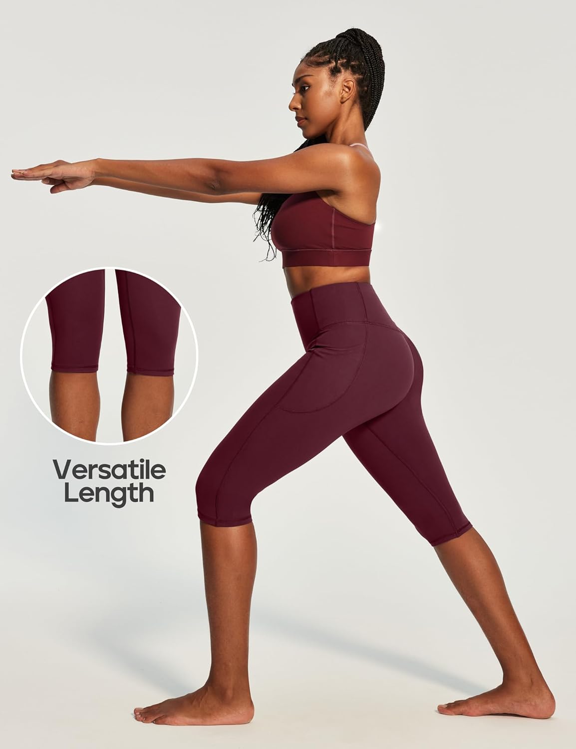Capri Leggings with Pockets for Women Tummy Control Knee Length Leggings Yoga Pants Women Capri Pants Workout