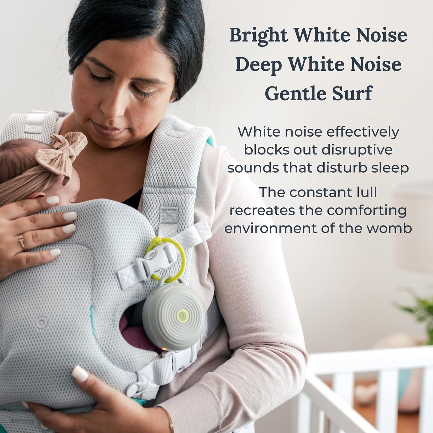 Hushh Portable White Noise Sound Machine for Baby, 3 Soothing Natural Sounds with Volume Control, Compact Size, Noise Canceling for Sleep Aid, Office Privacy, & Meditation, Registry Gift