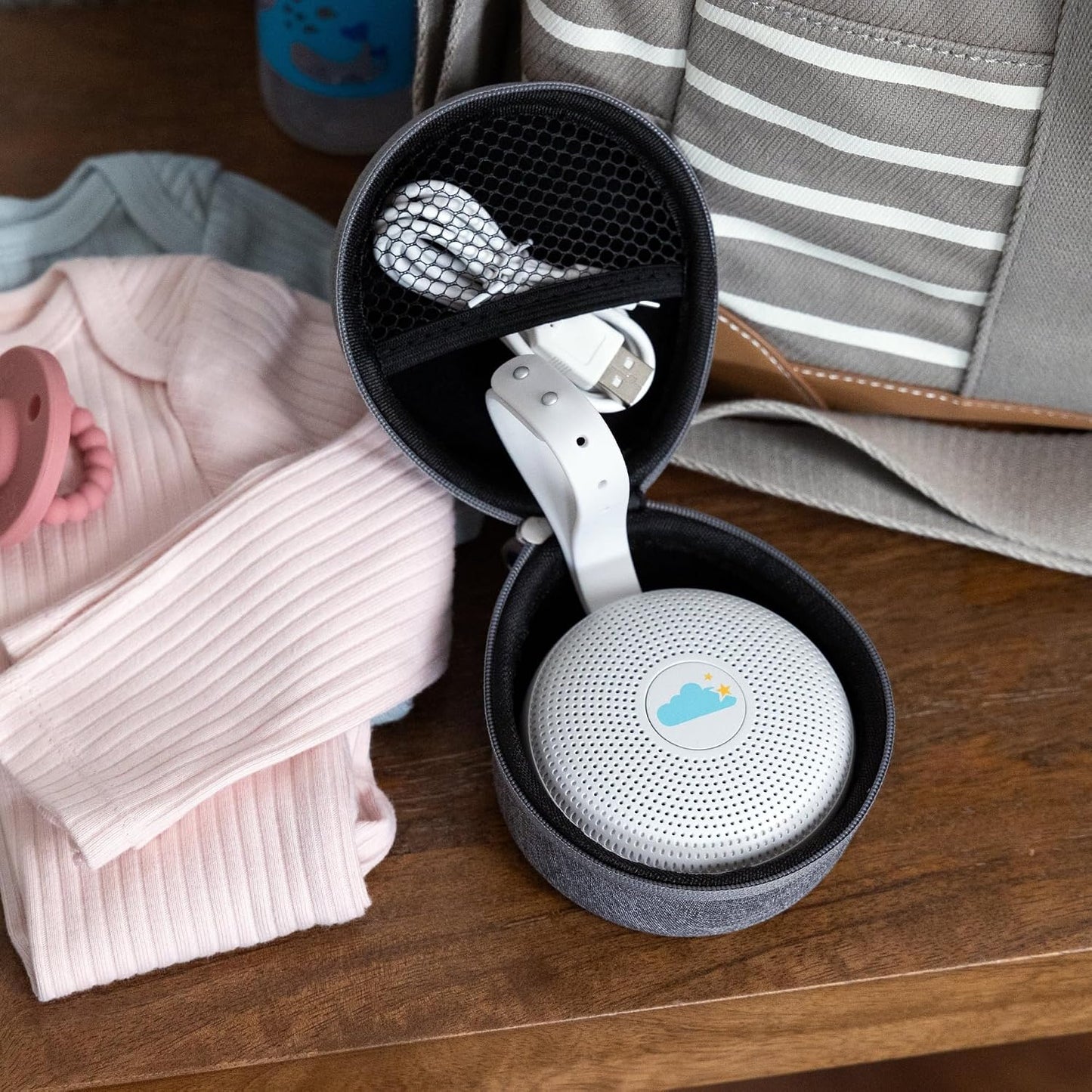 Hushh Portable White Noise Sound Machine for Baby, 3 Soothing Natural Sounds with Volume Control, Compact Size, Noise Canceling for Sleep Aid, Office Privacy, & Meditation, Registry Gift