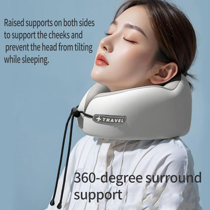 Travel Neck Pillow with Storage Case, 100% Pure Memory Foam, Airplane Head Support for Flight Sleeping, Portable, Gray