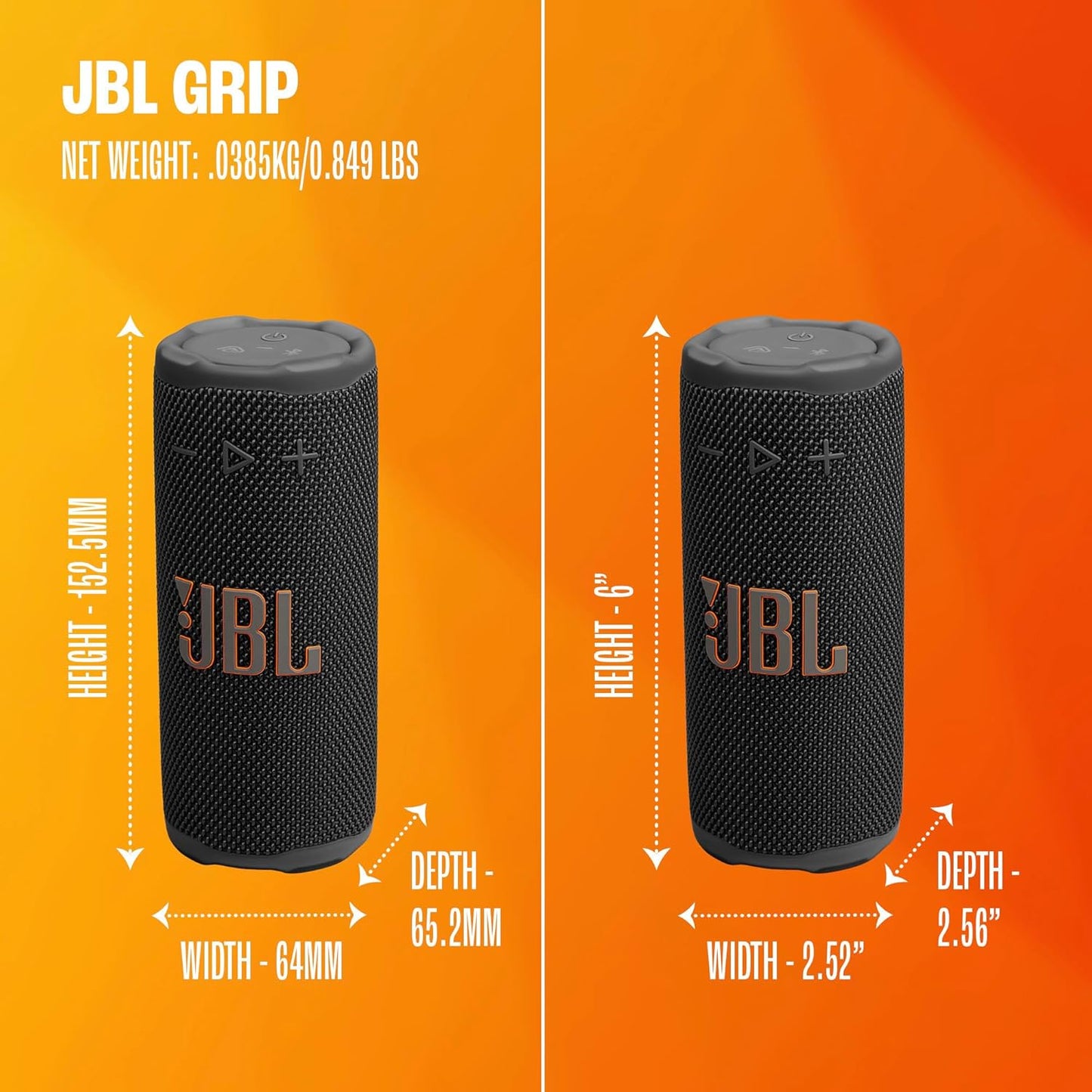 Grip - Compact Bluetooth Speaker with Bold Pro Sound and Ambient Light, up to 14 Hours of Playtime, Water, Dust and Drop-Proof (IP68), & Multi-Speaker Connection with Auracast™ (Pink)