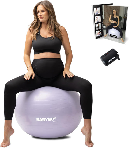 Birthing Ball - Pregnancy Yoga Labor & Exercise Ball & Book Set Trimester Targeting, Maternity Physio, Birth & Recovery Plan Included Anti Burst Eco Friendly