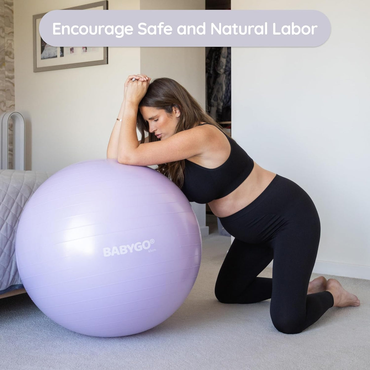 Birthing Ball - Pregnancy Yoga Labor & Exercise Ball & Book Set Trimester Targeting, Maternity Physio, Birth & Recovery Plan Included Anti Burst Eco Friendly