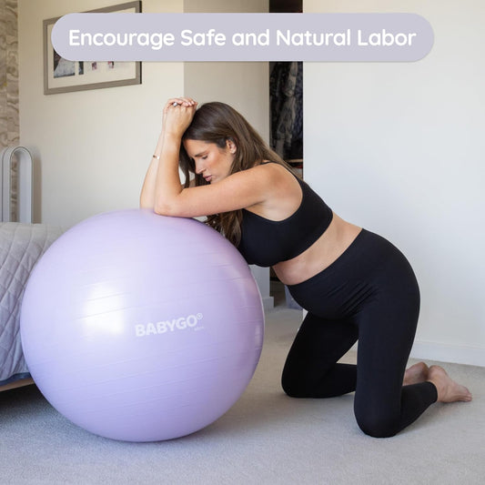 Birthing Ball - Pregnancy Yoga Labor & Exercise Ball & Book Set Trimester Targeting, Maternity Physio, Birth & Recovery Plan Included Anti Burst Eco Friendly