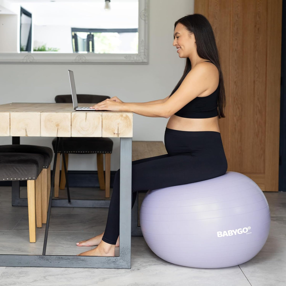 Birthing Ball - Pregnancy Yoga Labor & Exercise Ball & Book Set Trimester Targeting, Maternity Physio, Birth & Recovery Plan Included Anti Burst Eco Friendly
