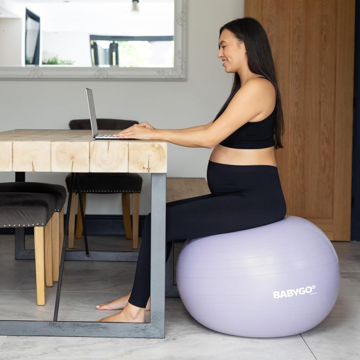 Birthing Ball - Pregnancy Yoga Labor & Exercise Ball & Book Set Trimester Targeting, Maternity Physio, Birth & Recovery Plan Included Anti Burst Eco Friendly
