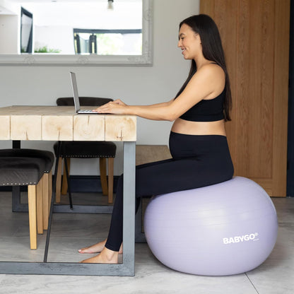 Birthing Ball - Pregnancy Yoga Labor & Exercise Ball & Book Set Trimester Targeting, Maternity Physio, Birth & Recovery Plan Included Anti Burst Eco Friendly
