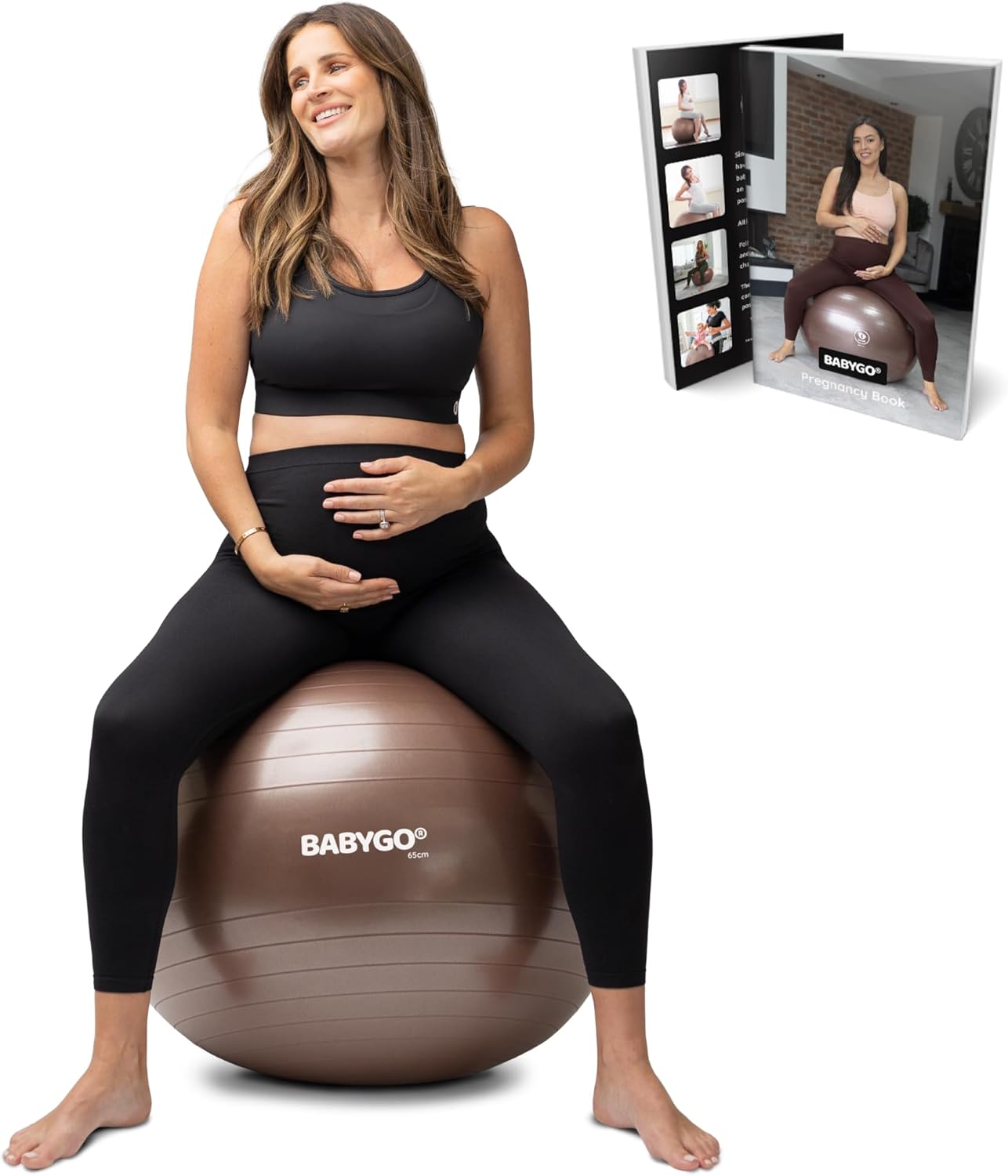 Birthing Ball - Pregnancy Yoga Labor & Exercise Ball & Book Set Trimester Targeting, Maternity Physio, Birth & Recovery Plan Included Anti Burst Eco Friendly