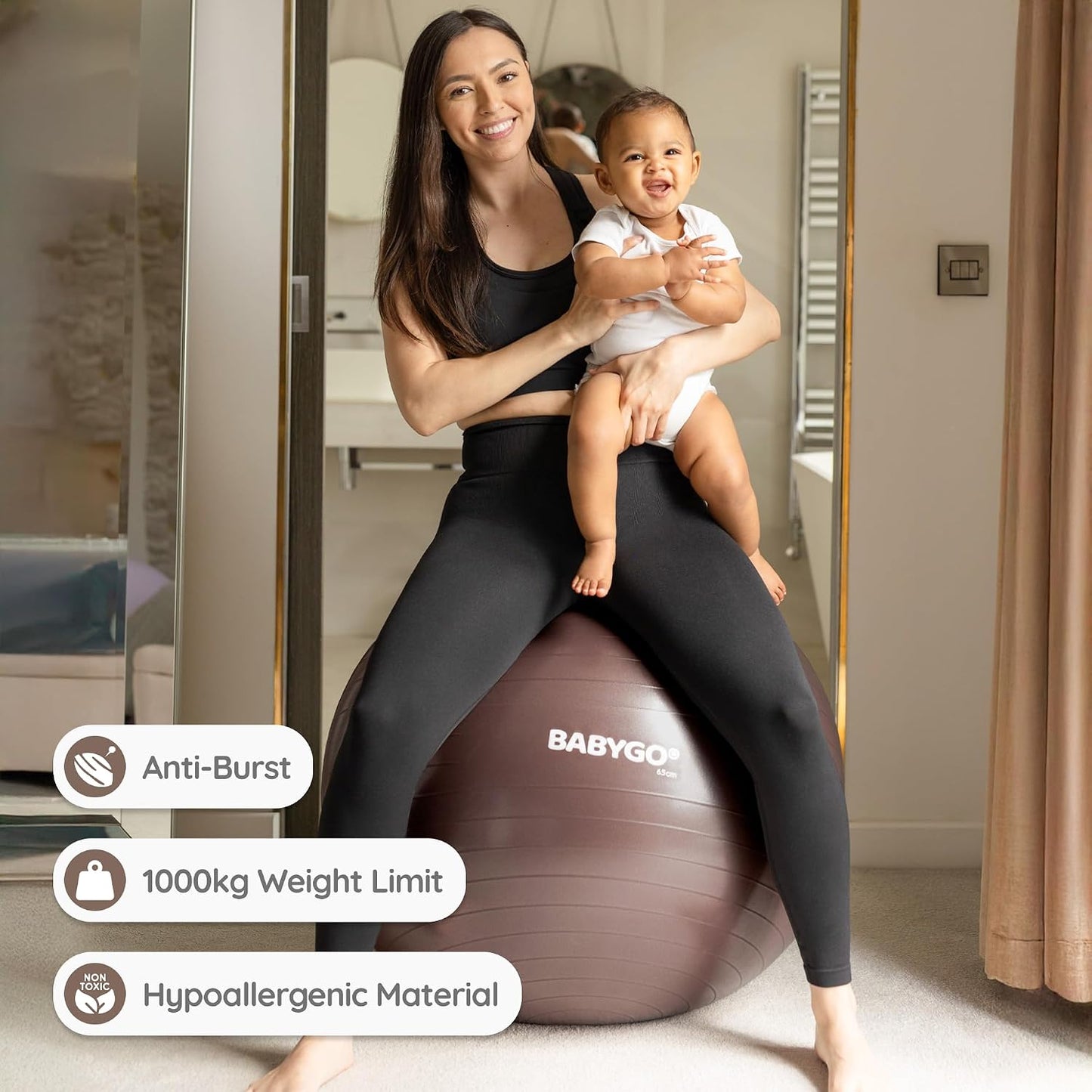 Birthing Ball - Pregnancy Yoga Labor & Exercise Ball & Book Set Trimester Targeting, Maternity Physio, Birth & Recovery Plan Included Anti Burst Eco Friendly