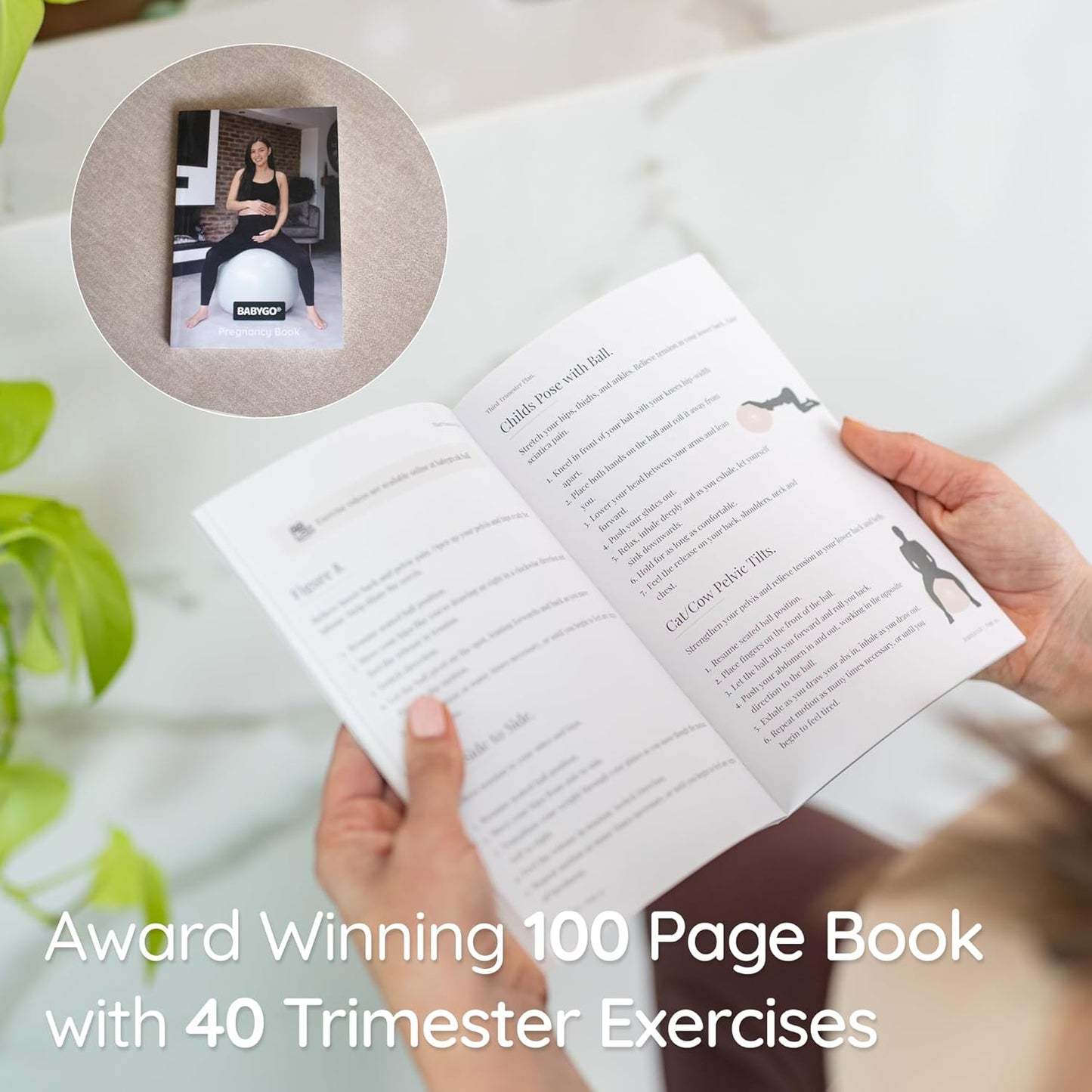 Birthing Ball - Pregnancy Yoga Labor & Exercise Ball & Book Set Trimester Targeting, Maternity Physio, Birth & Recovery Plan Included Anti Burst Eco Friendly