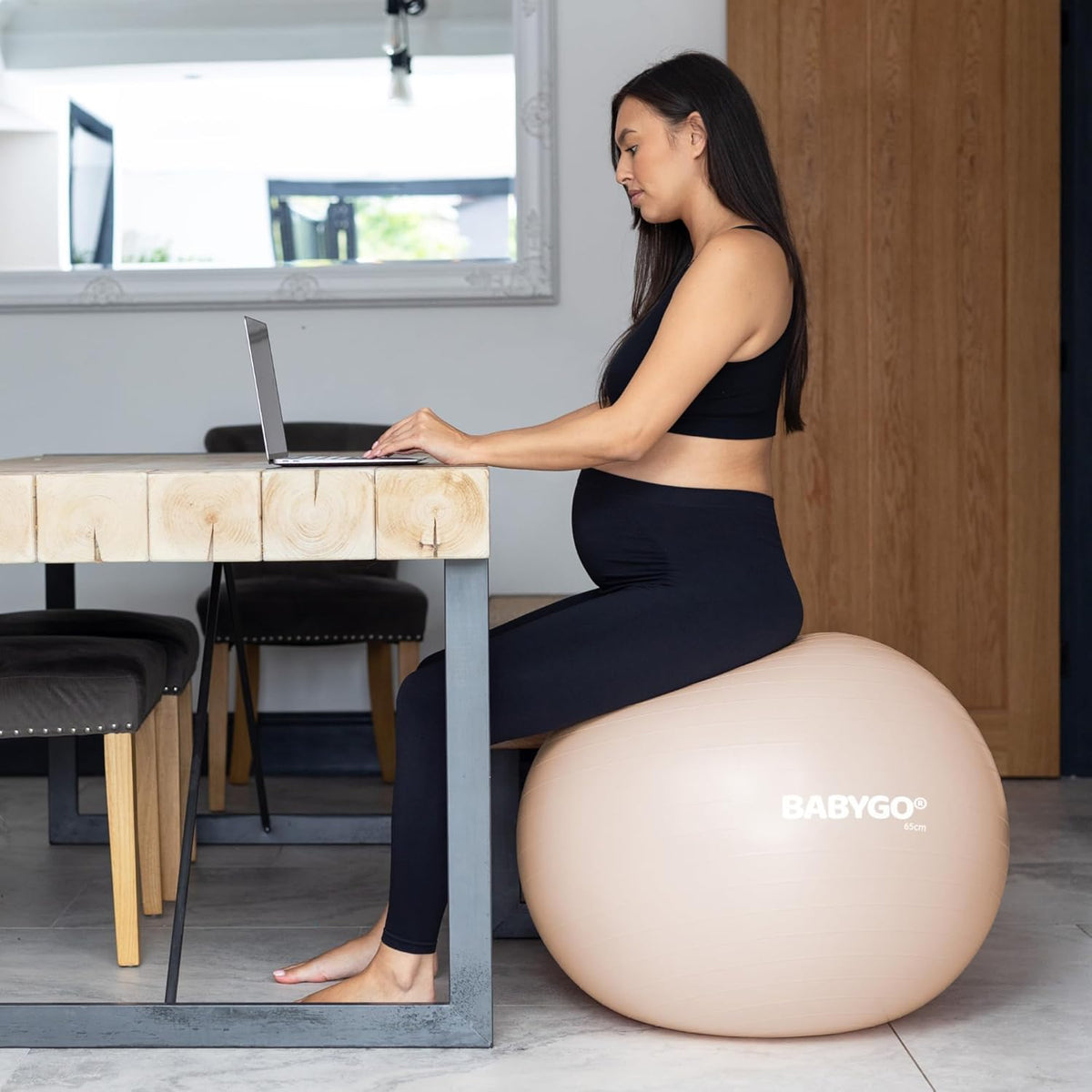 Birthing Ball - Pregnancy Yoga Labor & Exercise Ball & Book Set Trimester Targeting, Maternity Physio, Birth & Recovery Plan Included Anti Burst Eco Friendly
