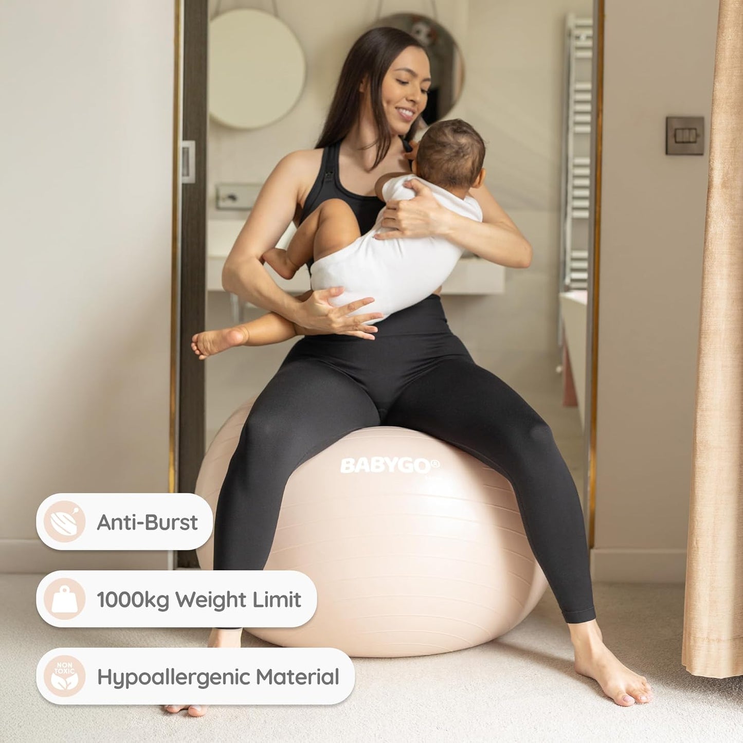 Birthing Ball - Pregnancy Yoga Labor & Exercise Ball & Book Set Trimester Targeting, Maternity Physio, Birth & Recovery Plan Included Anti Burst Eco Friendly