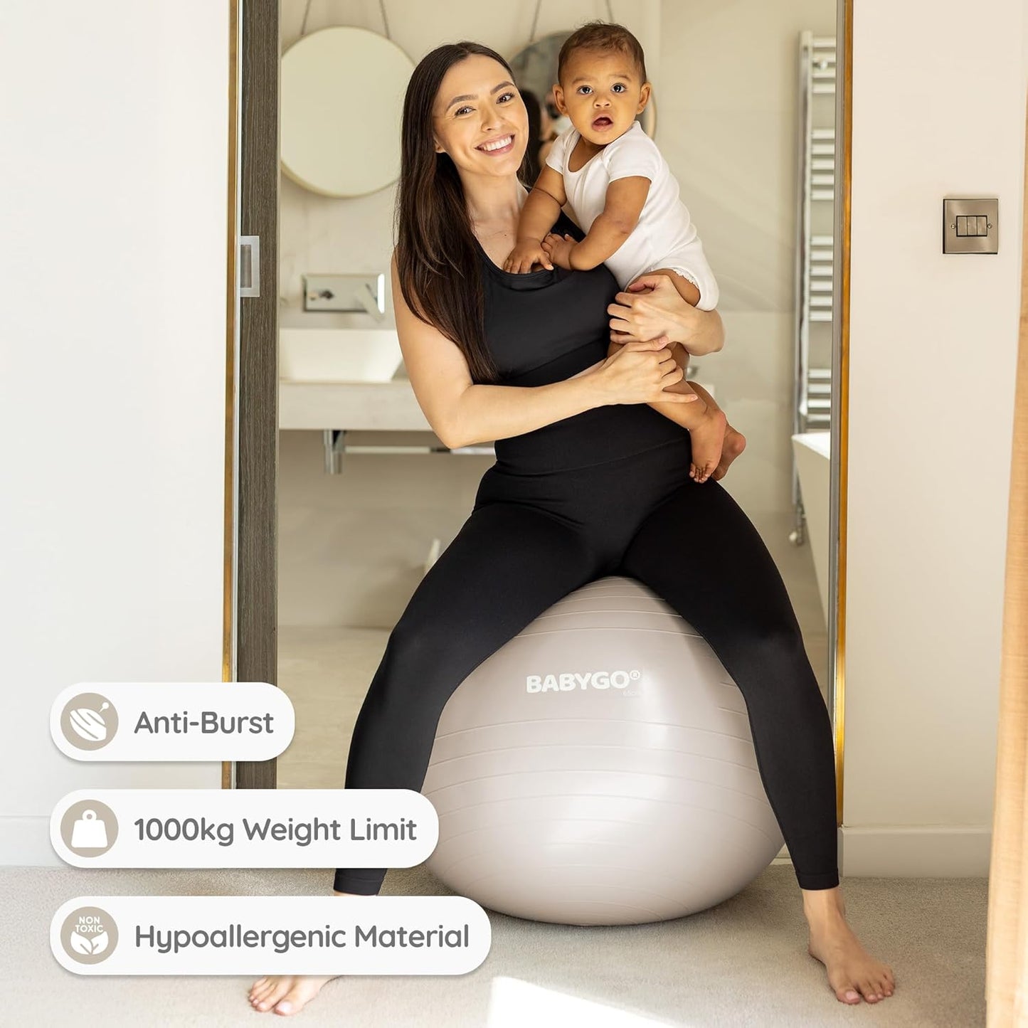 Birthing Ball - Pregnancy Yoga Labor & Exercise Ball & Book Set Trimester Targeting, Maternity Physio, Birth & Recovery Plan Included Anti Burst Eco Friendly