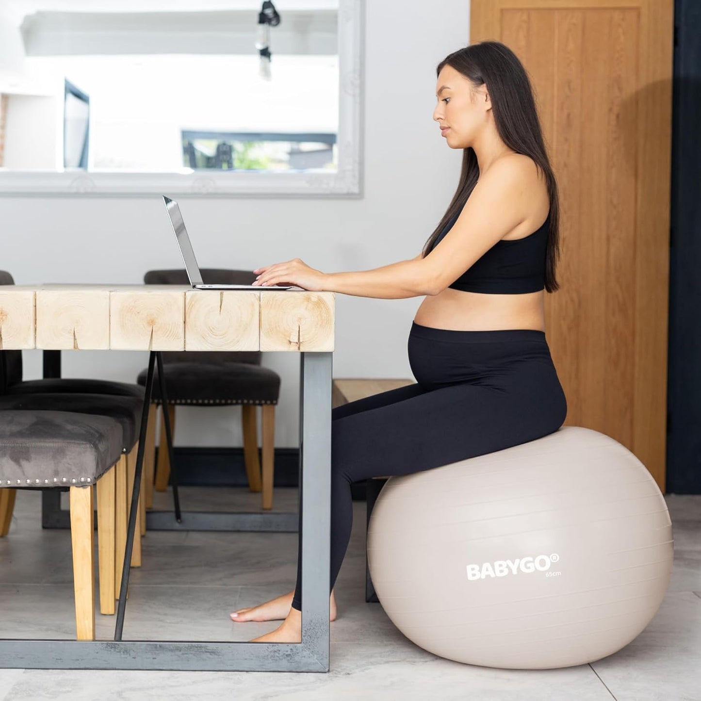 Birthing Ball - Pregnancy Yoga Labor & Exercise Ball & Book Set Trimester Targeting, Maternity Physio, Birth & Recovery Plan Included Anti Burst Eco Friendly