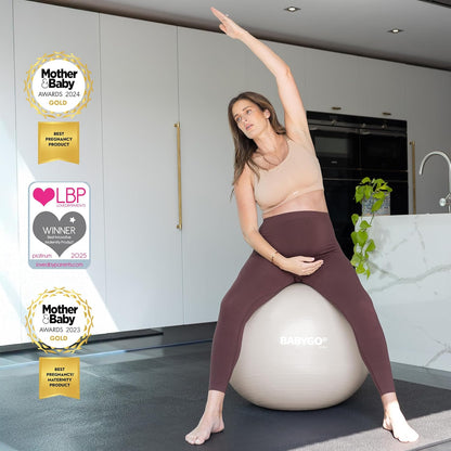 Birthing Ball - Pregnancy Yoga Labor & Exercise Ball & Book Set Trimester Targeting, Maternity Physio, Birth & Recovery Plan Included Anti Burst Eco Friendly