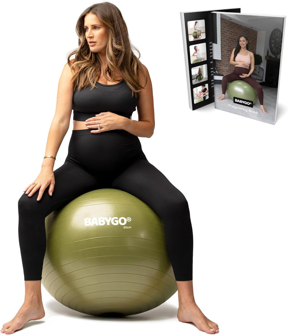 Birthing Ball - Pregnancy Yoga Labor & Exercise Ball & Book Set Trimester Targeting, Maternity Physio, Birth & Recovery Plan Included Anti Burst Eco Friendly