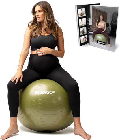 Birthing Ball - Pregnancy Yoga Labor & Exercise Ball & Book Set Trimester Targeting, Maternity Physio, Birth & Recovery Plan Included Anti Burst Eco Friendly