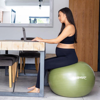 Birthing Ball - Pregnancy Yoga Labor & Exercise Ball & Book Set Trimester Targeting, Maternity Physio, Birth & Recovery Plan Included Anti Burst Eco Friendly